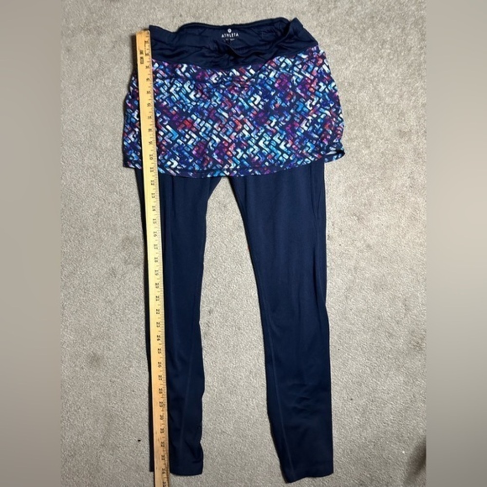 Athleta Be Free Skort Leggings Navy Geometric Print Skirted Tights Women Small